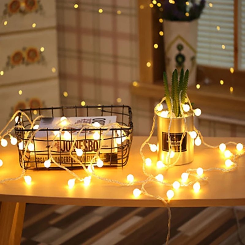 USB Power LED Ball Garland Lights Fairy String Waterproof Outdoor Lamp Christmas Holiday Wedding Party Lights Decoration atmosph