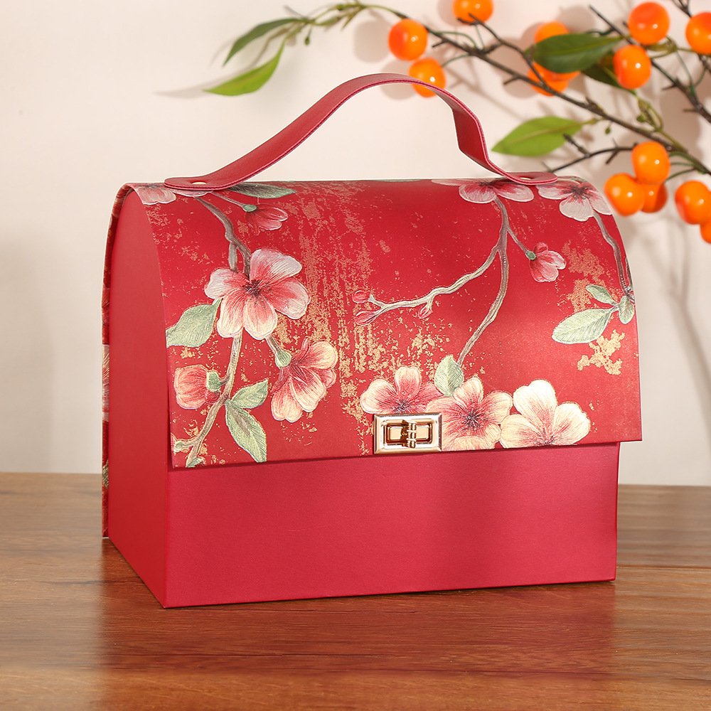 Wholesale wedding candy gift box peach blossom pattern light luxury senior sense Wedding accompanied hand gift packaging box