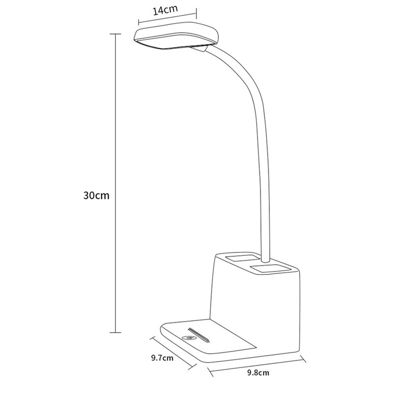 Rechargeable Battery Operated Pen Holder White Desk Light Lamp Adjustable Gooseneck LED Small Desk Lamp for Home Office Bedrooms