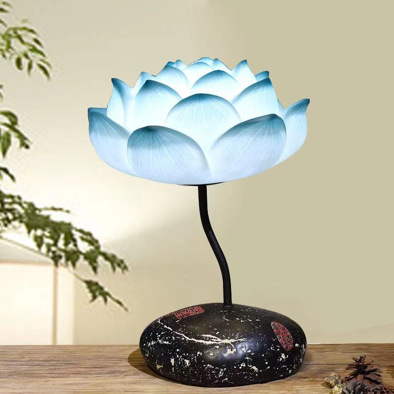 Contemporary Lotus Table Lamp Chinese Style Living Room Bedroom Tea Room Study Art Decorative Light