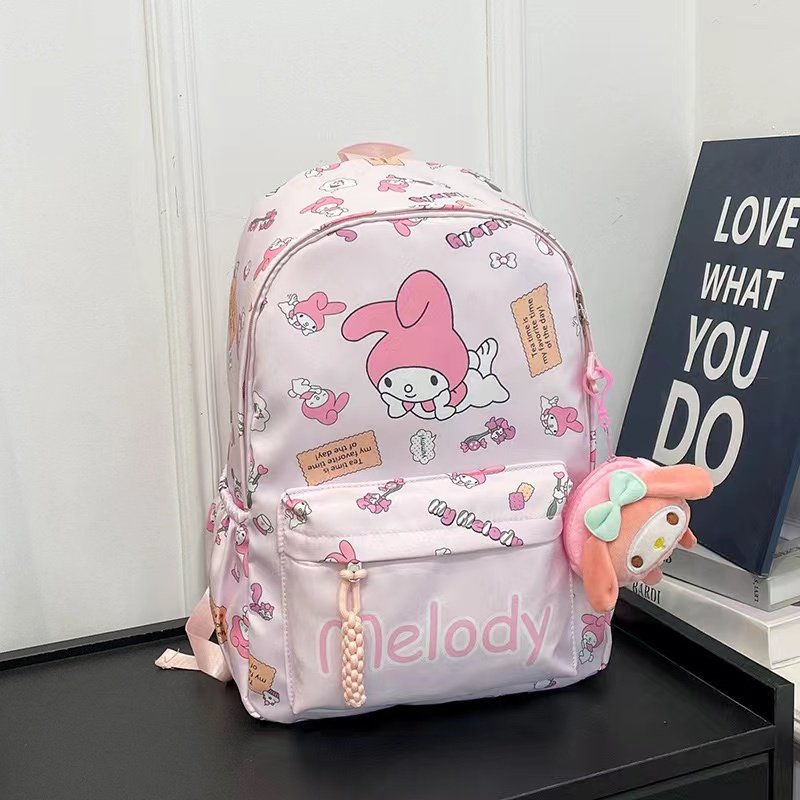 New Sanrios School Bag Children College Students Melodys Cartoon Cute Large Capacity Lightweight Backpack