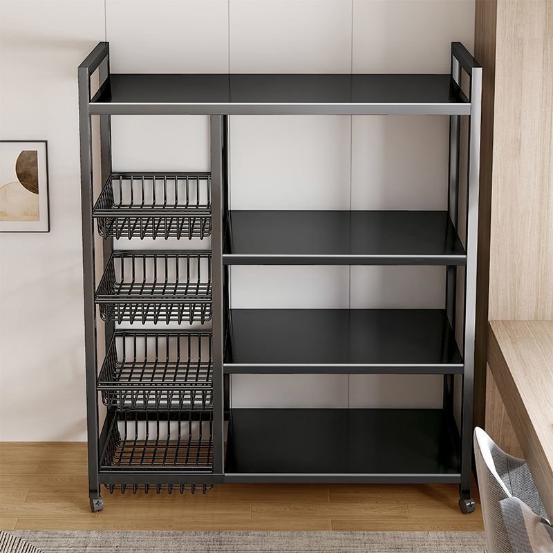 New design Light Duty Metal Steel Kitchen Storage Rack Movable Snack Vegetable Book Shelf for Home