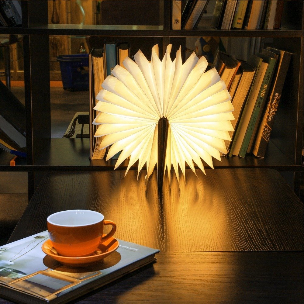 Rechargeable Mini led book light portable folding Wood light white maple lumio book lamp