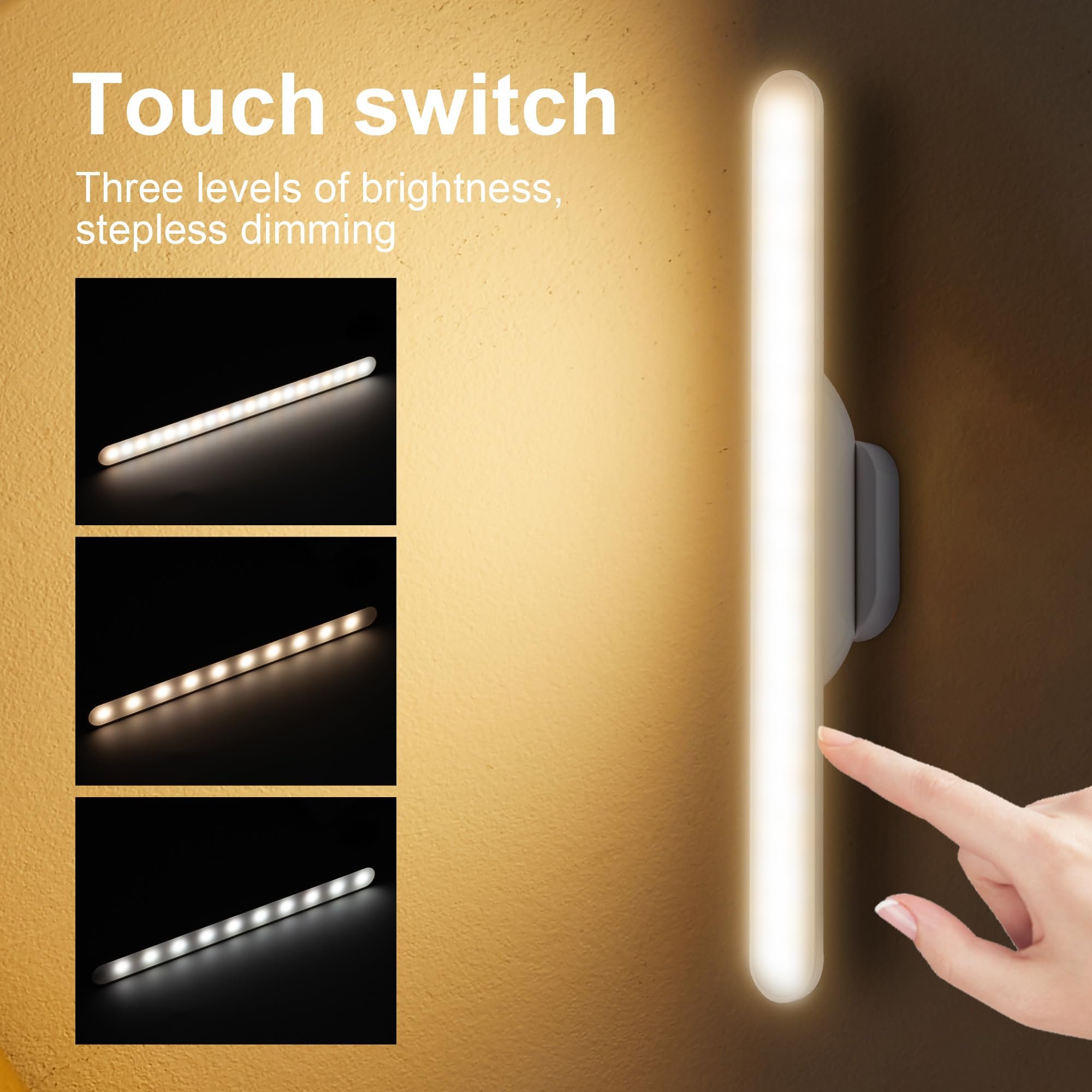 Tsinye Magnetic LED Light Bar Rechargeable Reading Light Rechargeable Wall Mounted Reading Lights Stick On Bunk Bed Lamp