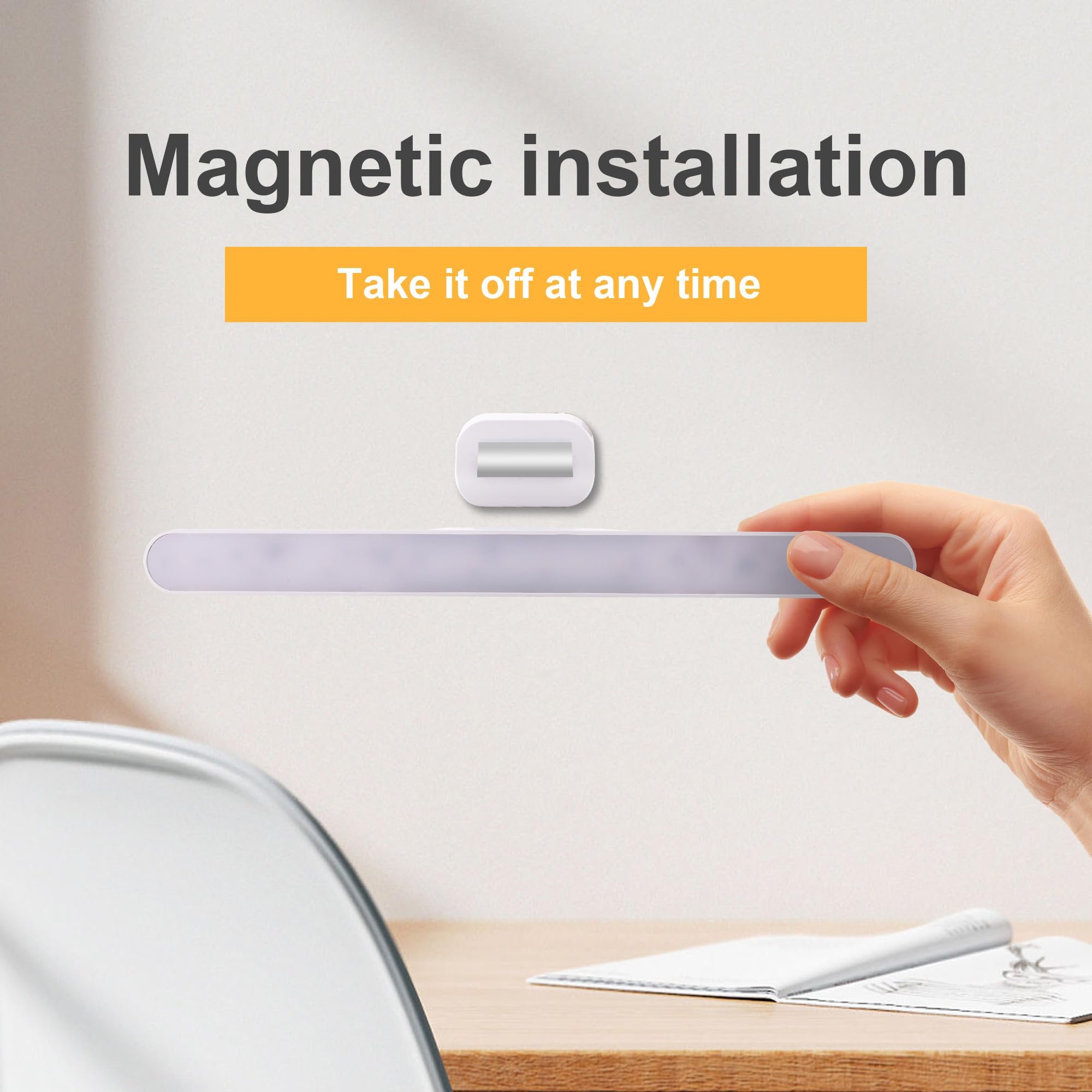 Tsinye Magnetic LED Light Bar Rechargeable Reading Light Rechargeable Wall Mounted Reading Lights Stick On Bunk Bed Lamp