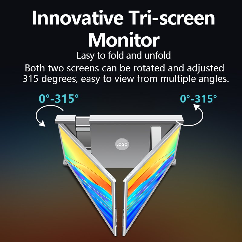 2024 new multiscreen 14 inch lcd 1920*1080P ips laptop triple portable moniror extender for wins & mac os