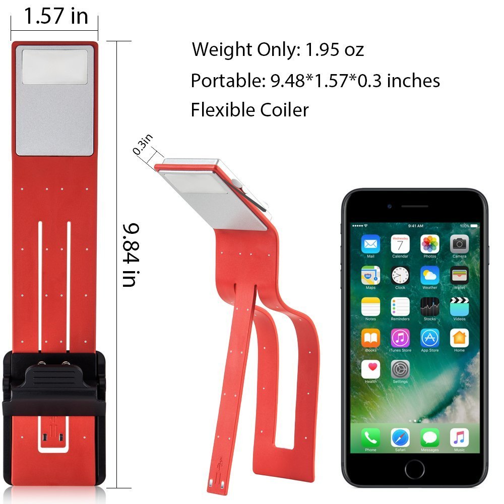 Portable battery operated bookmark lamp foldable book reading light with a clip