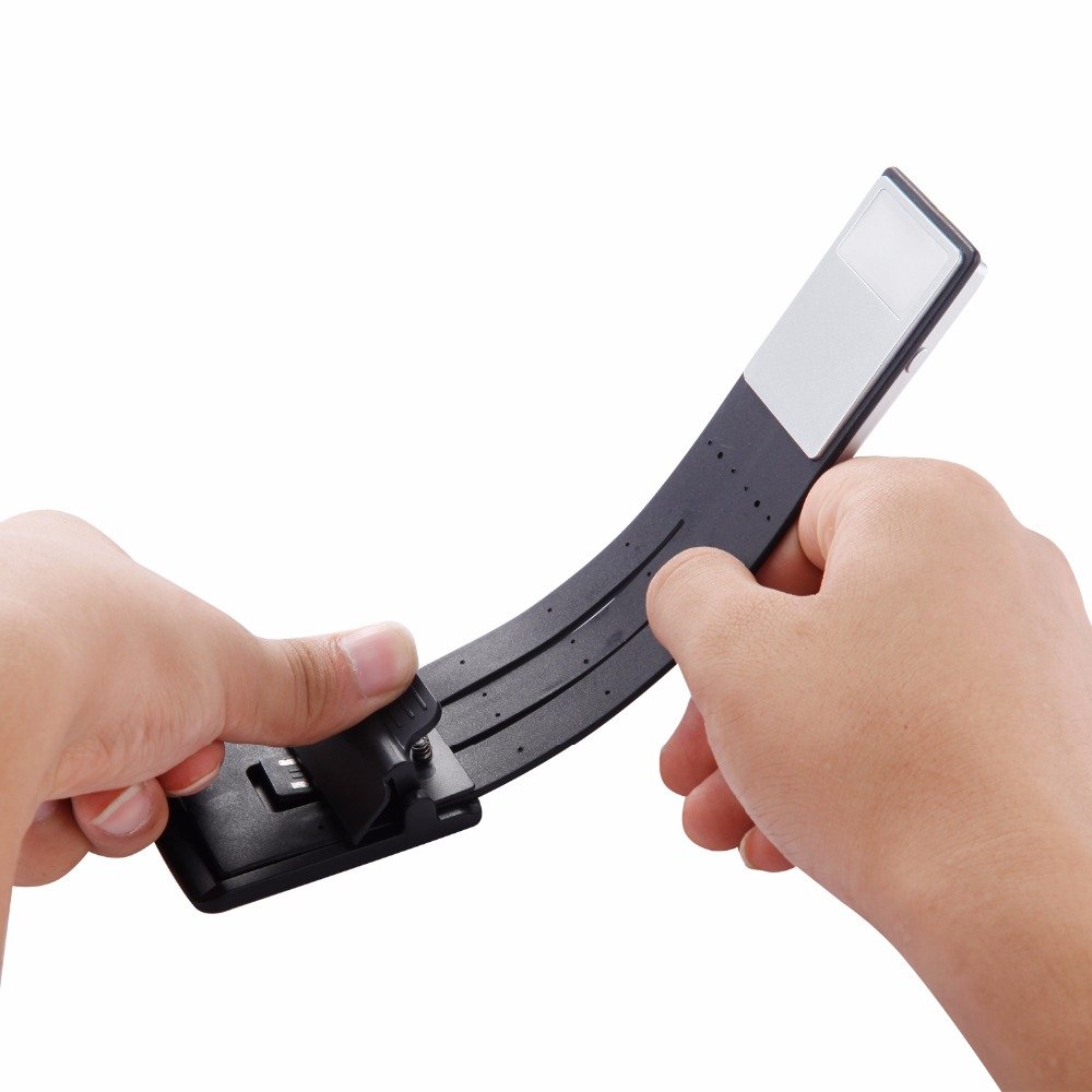 Portable battery operated bookmark lamp foldable book reading light with a clip