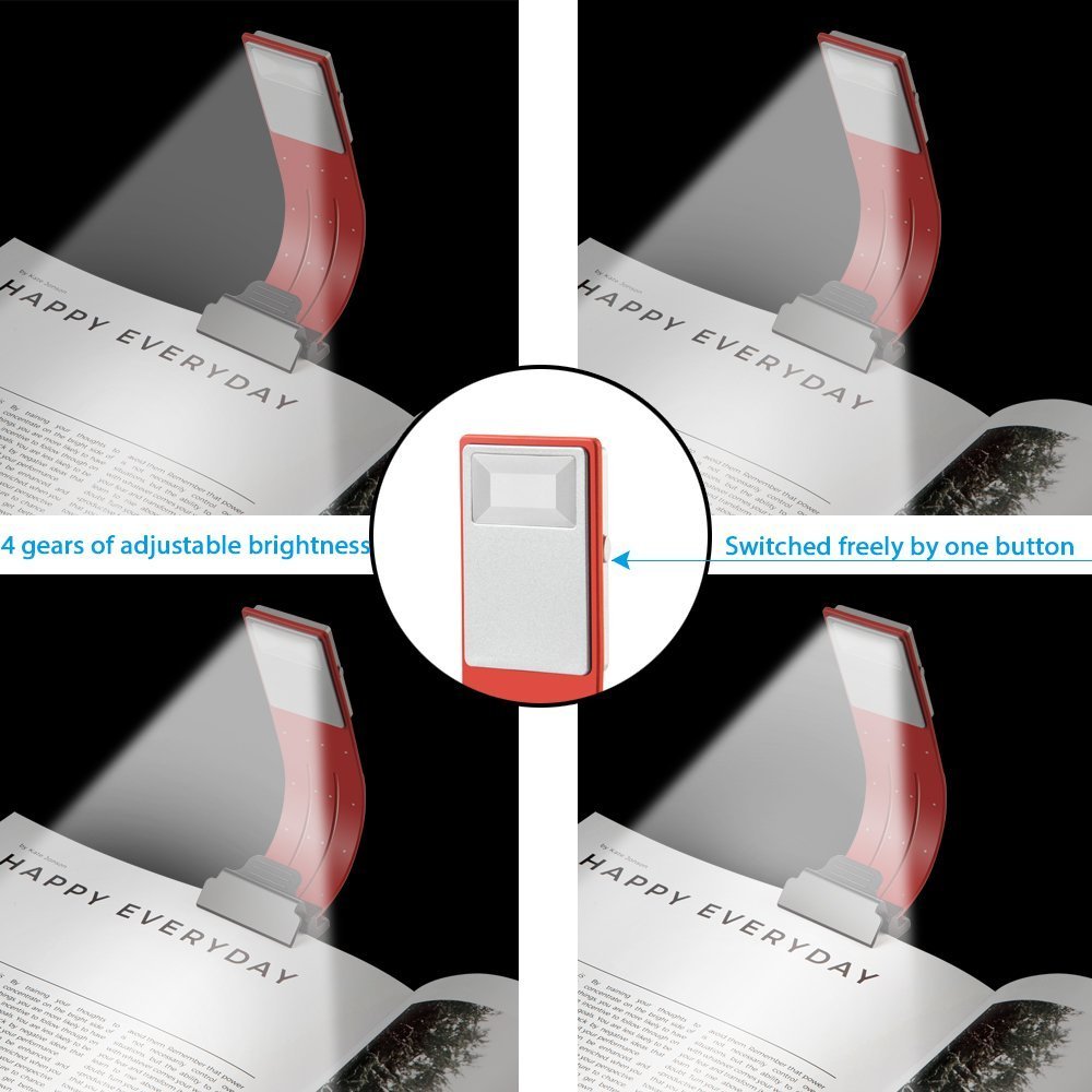 Portable battery operated bookmark lamp foldable book reading light with a clip