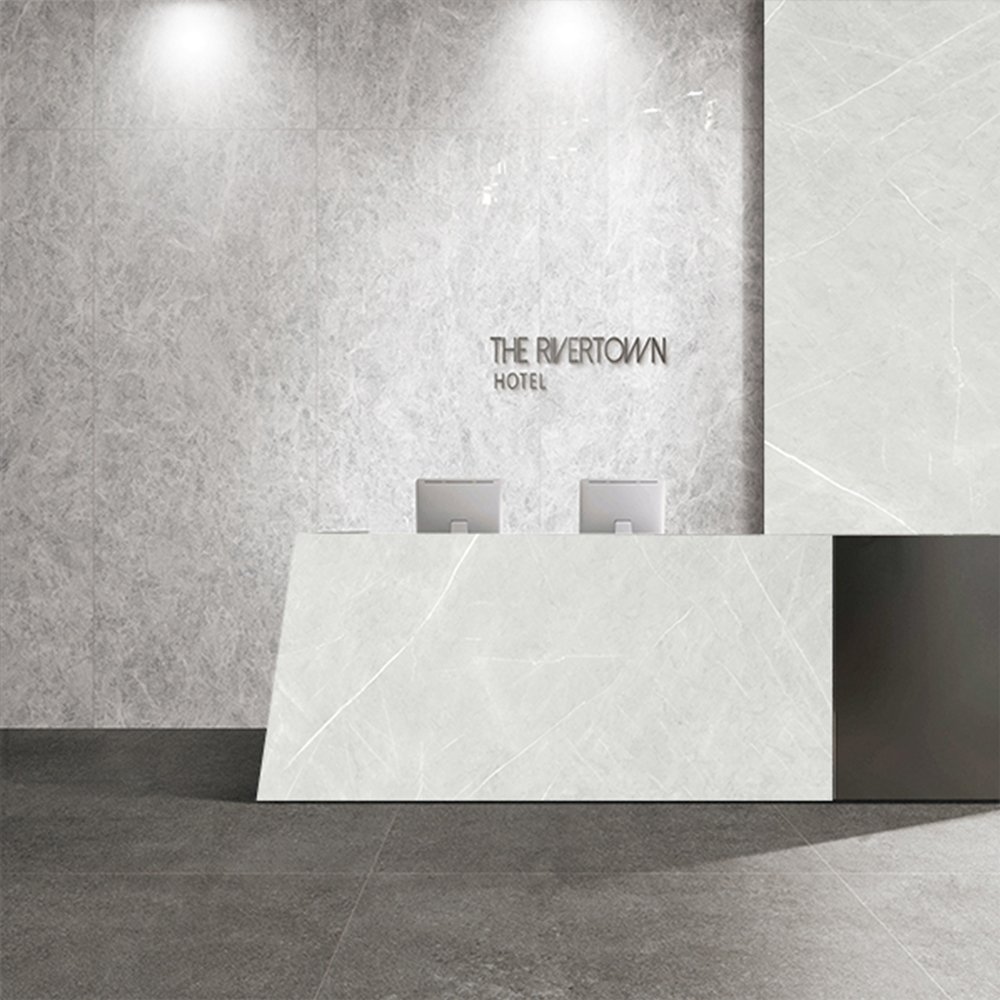 12 mm polishing grey light engineered large sintered stone big porcelain slab
