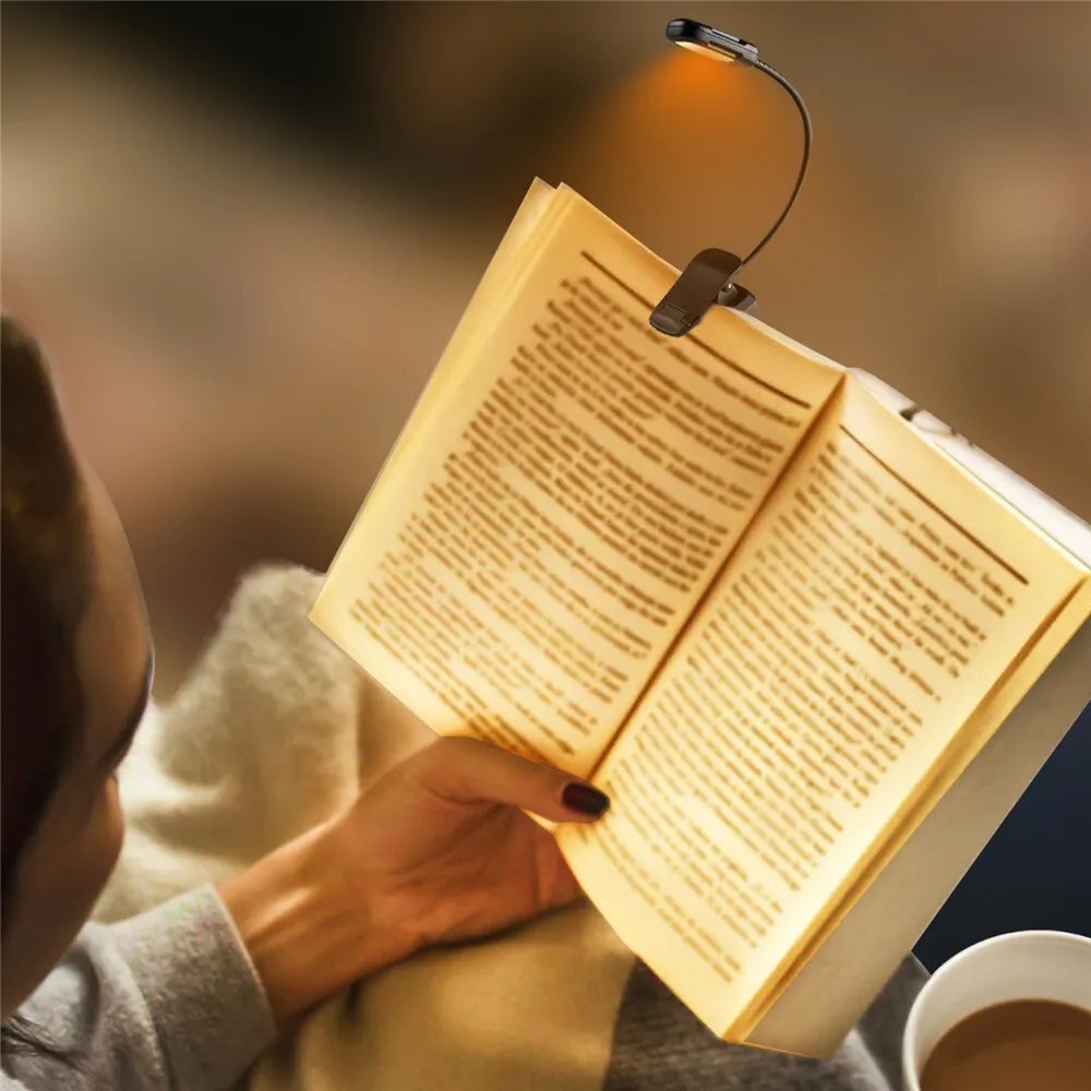 Flexible Rechargeable LED Book Light With 3 Light Modes Easy Clip Reading Lamp