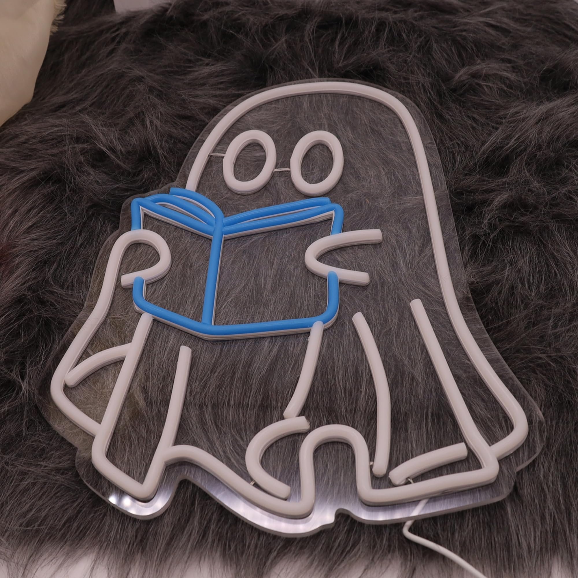 Ghost Reading Book Neon Sign Spooky Wall Decor Signage Suitable for Man Cave Halloween Party Decoration Also Gift for Friends