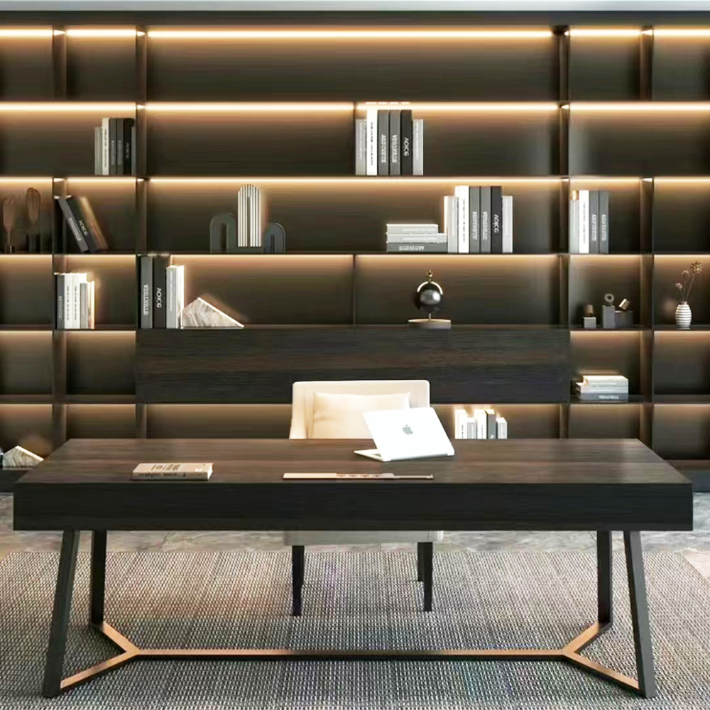 Matai Design Light Luxury Modern Style Bookcase Wood Book Shelves Vintage And Metal Bookshelf Simple Aluminum Alloy Frame