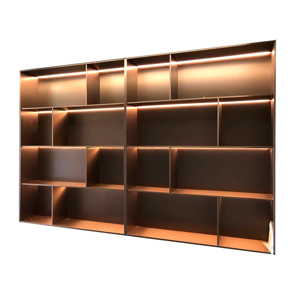Matai Design Light Luxury Modern Style Bookcase Wood Book Shelves Vintage And Metal Bookshelf Simple Aluminum Alloy Frame