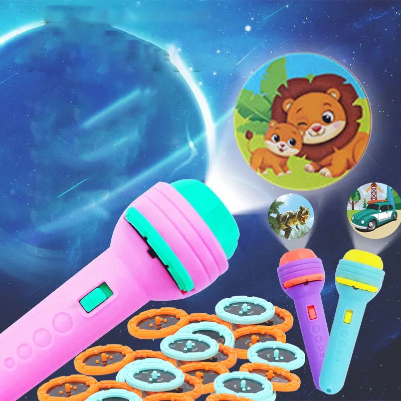 Kid Baby Birthday Xmas Gift Sleeping Story Book Flashlight Projector Lamp Toy Early Education Light Up Toy