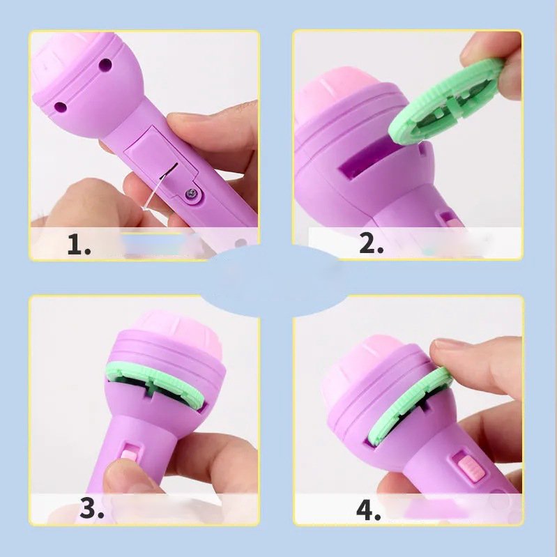 Kid Baby Birthday Xmas Gift Sleeping Story Book Flashlight Projector Lamp Toy Early Education Light Up Toy