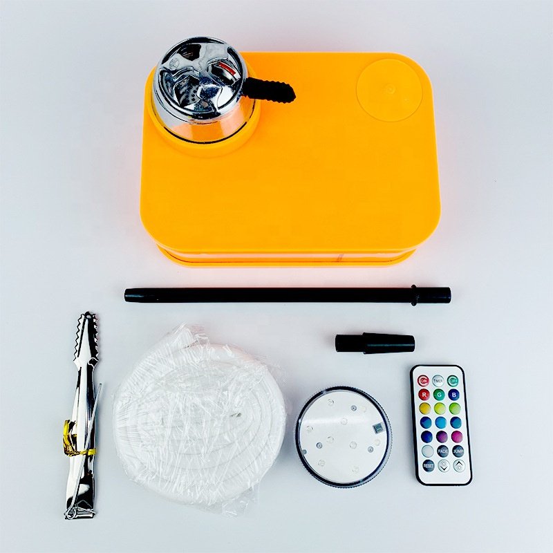Portable Book Shisha Hookah Set Acrylic Travel Car Hookahs with Led Light Chicha Remote Control