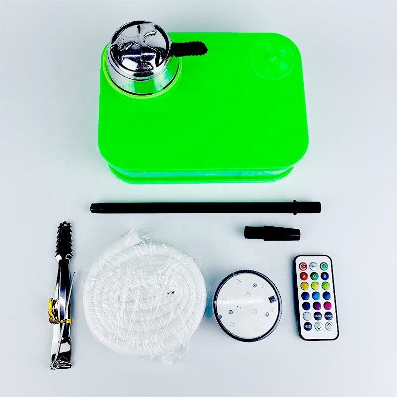 Portable Book Shisha Hookah Set Acrylic Travel Car Hookahs with Led Light Chicha Remote Control