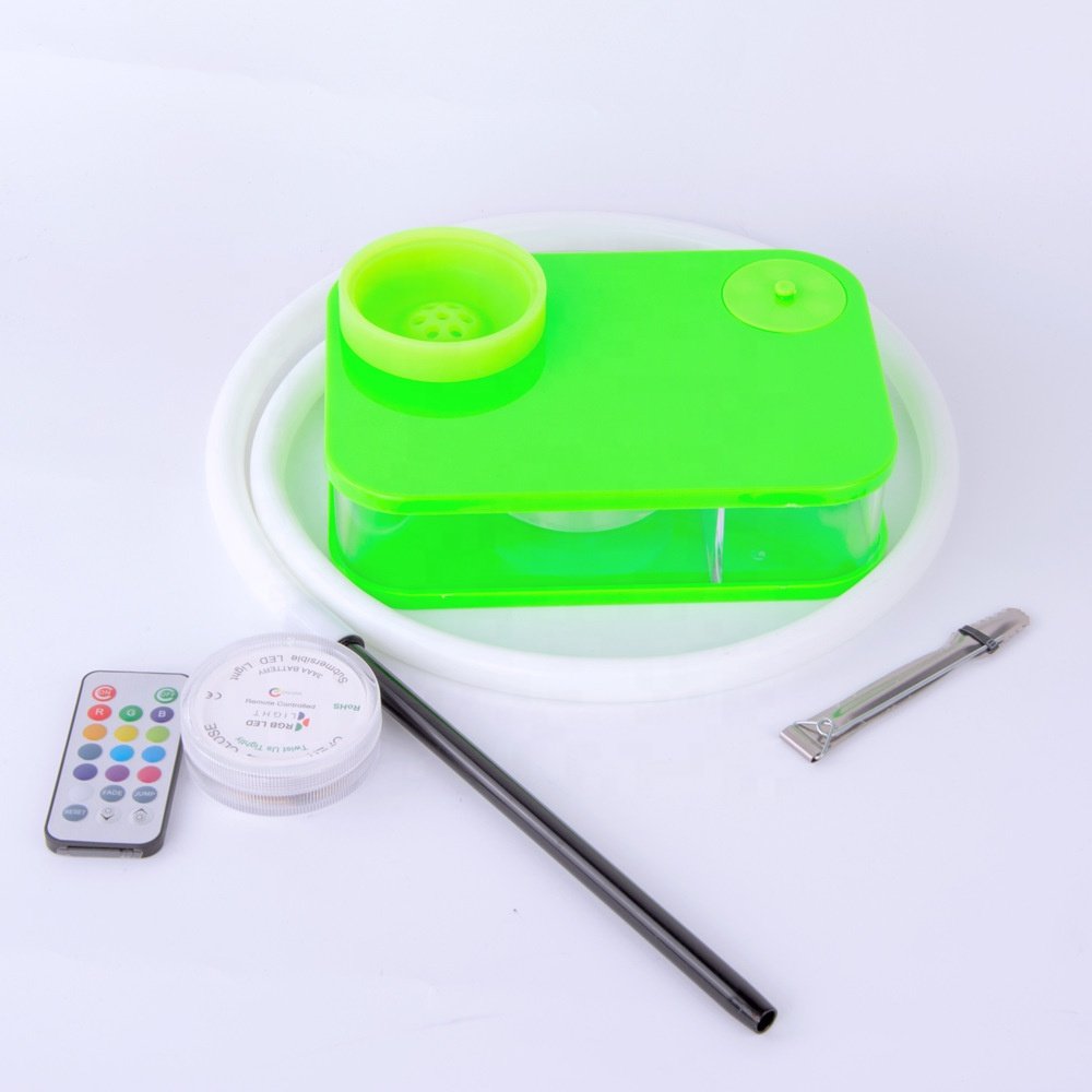 Portable Book Shisha Hookah Set Acrylic Travel Car Hookahs with Led Light Chicha Remote Control
