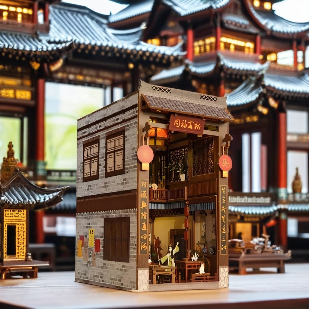 Aslowsnail CH01 Chinese Film My Own Swordsman Tongfu Inn 3D Book Nook Kit Puzzle DIY Book Nook with LED Light