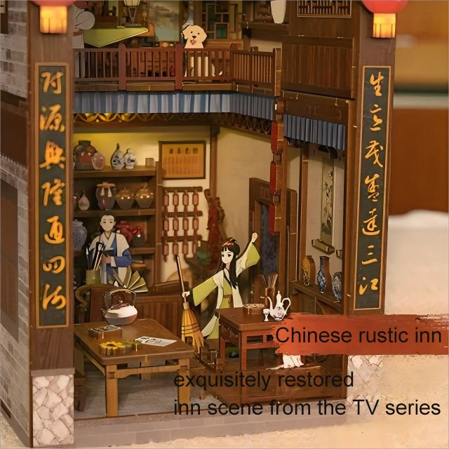 Aslowsnail CH01 Chinese Film My Own Swordsman Tongfu Inn 3D Book Nook Kit Puzzle DIY Book Nook with LED Light