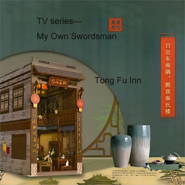 Aslowsnail CH01 Chinese Film My Own Swordsman Tongfu Inn 3D Book Nook Kit Puzzle DIY Book Nook with LED Light