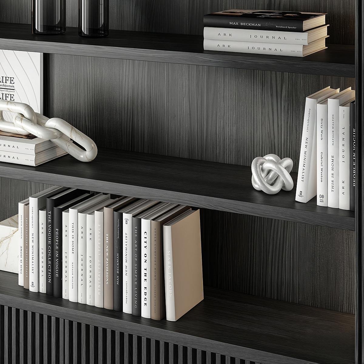 KEJIA Modern Living Room Furniture Storage Cabinet Wooden Bookshelf Bookcases With Built-in Led Light