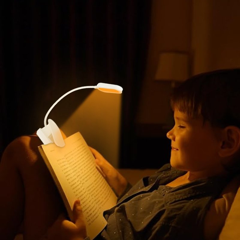 No Blue Light Flexible Dimmable Eye Protection Book Reading Light Clip On Type C Rechargeable Reading Lamp With Clip