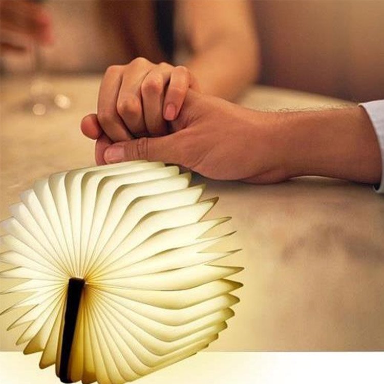 professional customized book style baby gift portable home decoration foldable table book led light