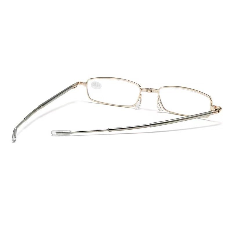 BY9111 1pc Metal Foldable Frame Adjustable Temples With Case Presbyopia Male Female Unisex Corrective Eyeglasses Reading Glasses