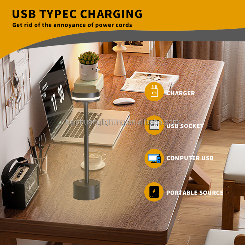Modern led romantic hotel reading table lamp popular design touch dimming cordless lamp