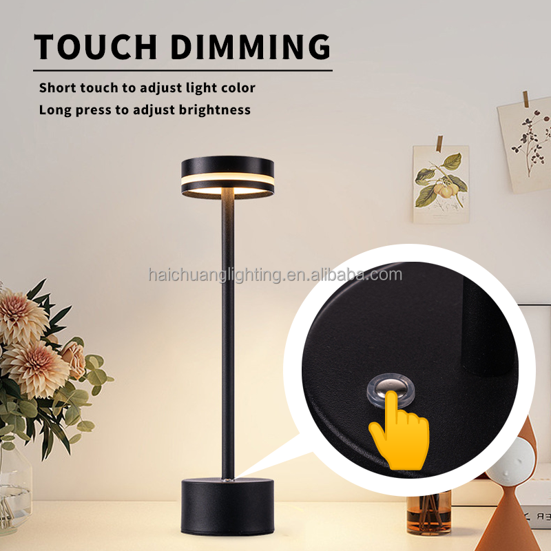 Modern led romantic hotel reading table lamp popular design touch dimming cordless lamp