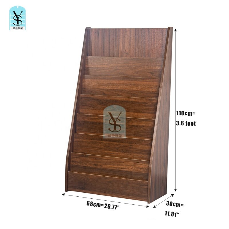 Library book store Magazine Brochure Rack Wooden display Holder Racks Newspaper Storage holder Box