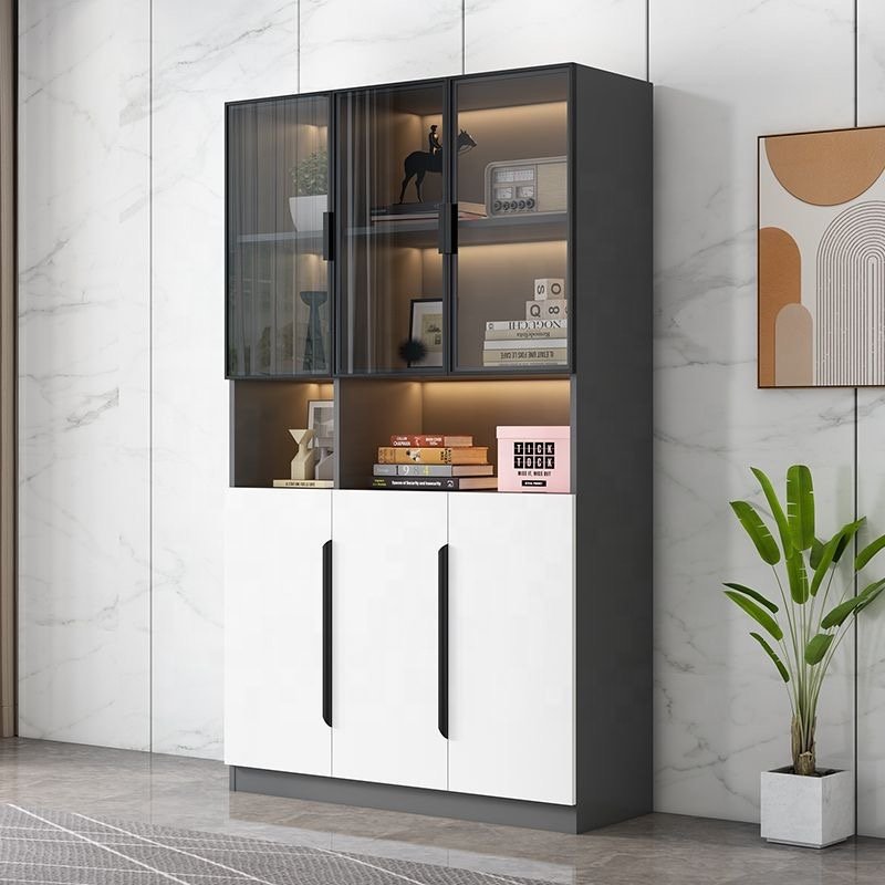 bookshelf design Living Room book shelf Library Storage wood for living room cabinet With Ladder Solid White bookcases