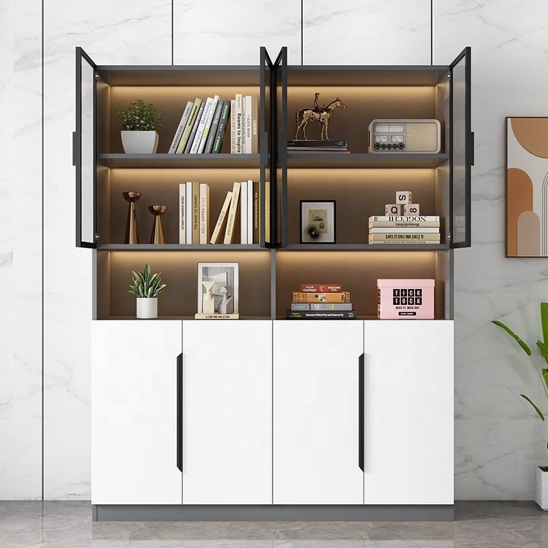 bookshelf design Living Room book shelf Library Storage wood for living room cabinet With Ladder Solid White bookcases
