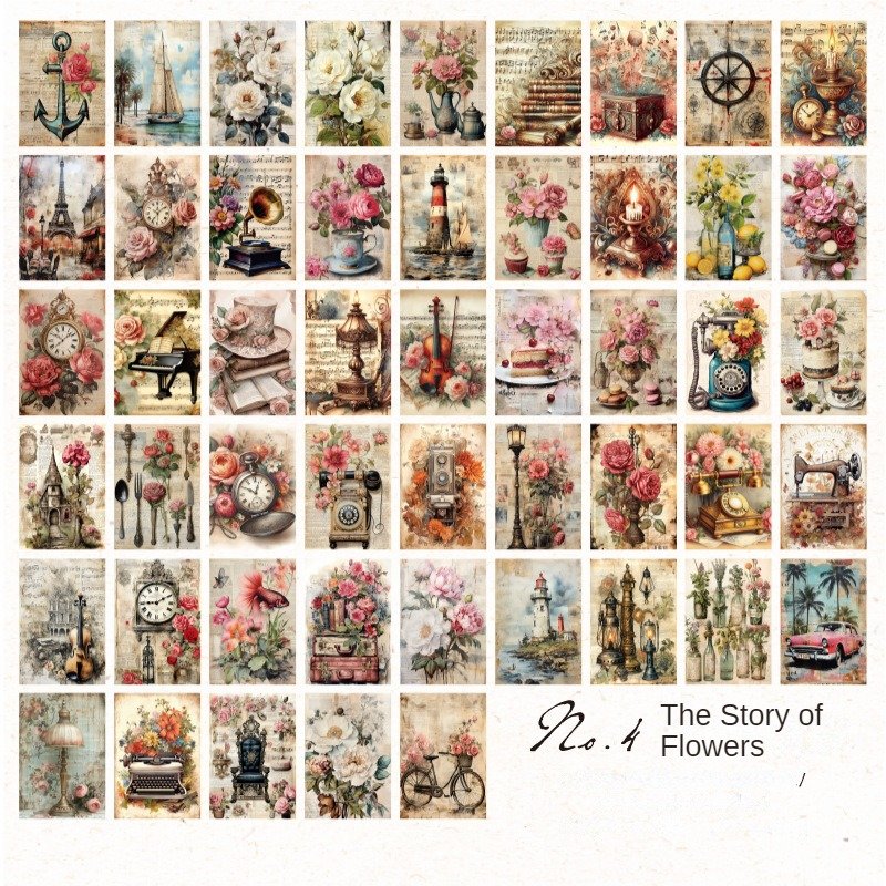 100pcs/pack Material book Garden Whisper Series Light retro handbook decorative backing material