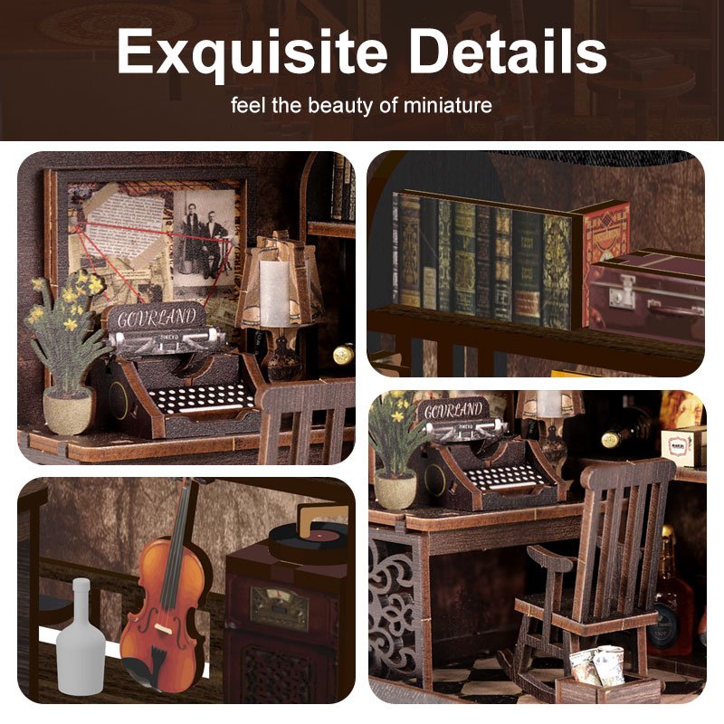 Detective Agency DIY Mini Dollhouse House with Various styles Use as Gifts 3D Wooden Puzzles Book Nook kit