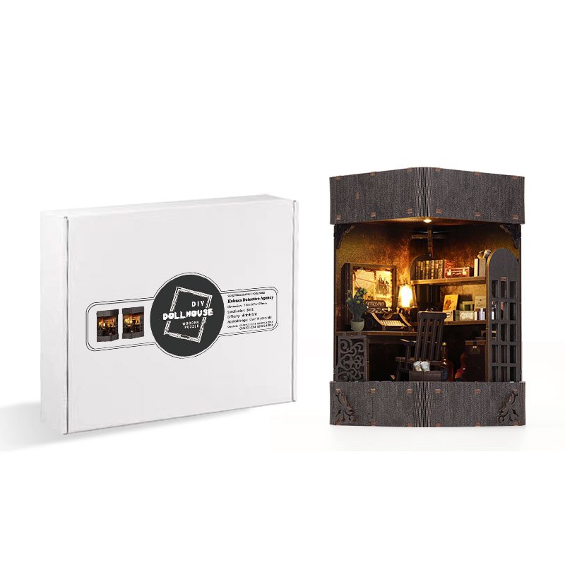 Detective Agency DIY Mini Dollhouse House with Various styles Use as Gifts 3D Wooden Puzzles Book Nook kit