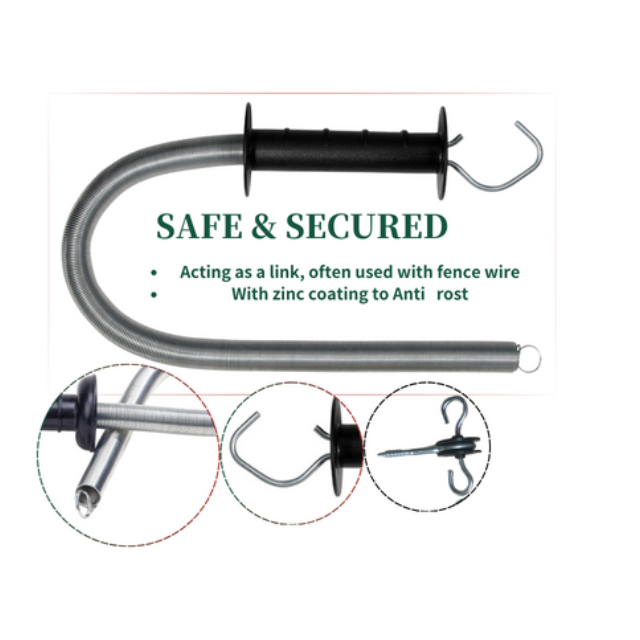 Elife Premium Stainless Steel Electric Fence Spring Gate Kit for Field Fencing Pasture Gates