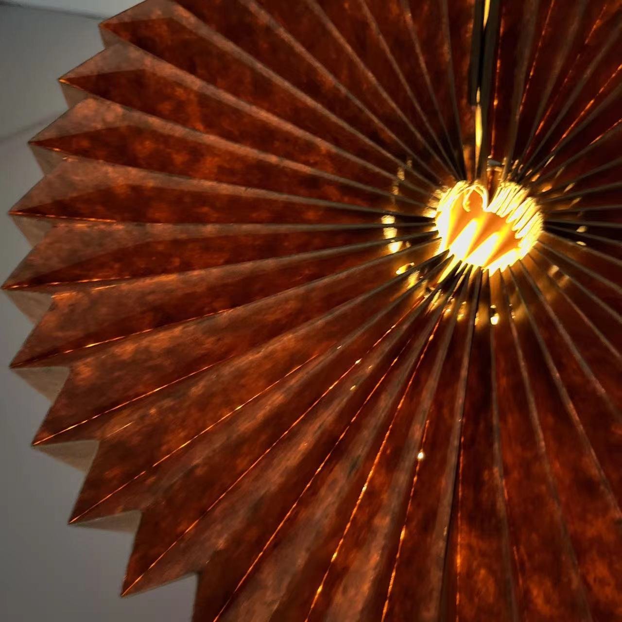 Origami Brown Paper Table Lamp For Indoor Lighting Decoration Nordic Minimalist Style Paper Lampshade Decoration Lightings