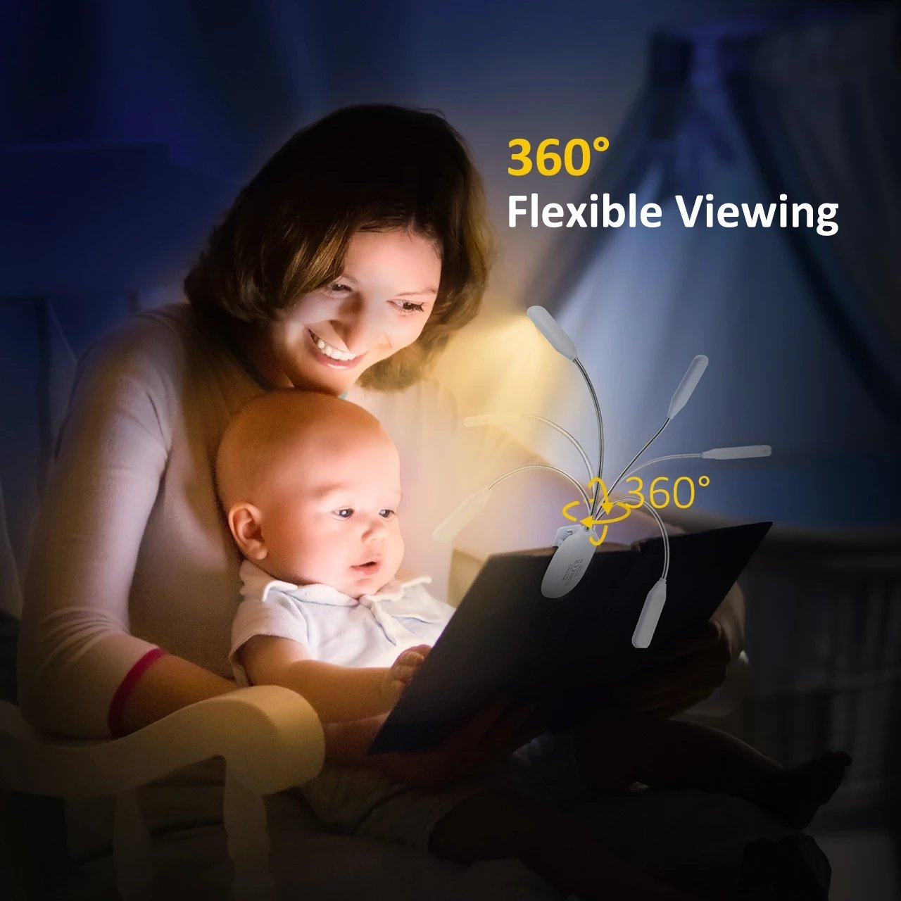 Rechargeable LED Desk Lamp 9 Lighting Modes 360 Flexible Night Light for Bedroom Reading Working Travelling