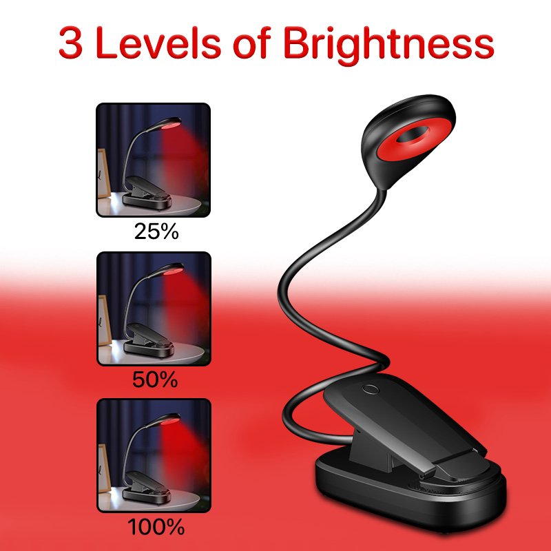 Factory Direct Sales 660nm Red Light Book Light Foldable Wireless Lampe De Led Rechargeable Bedside Study Reading Light