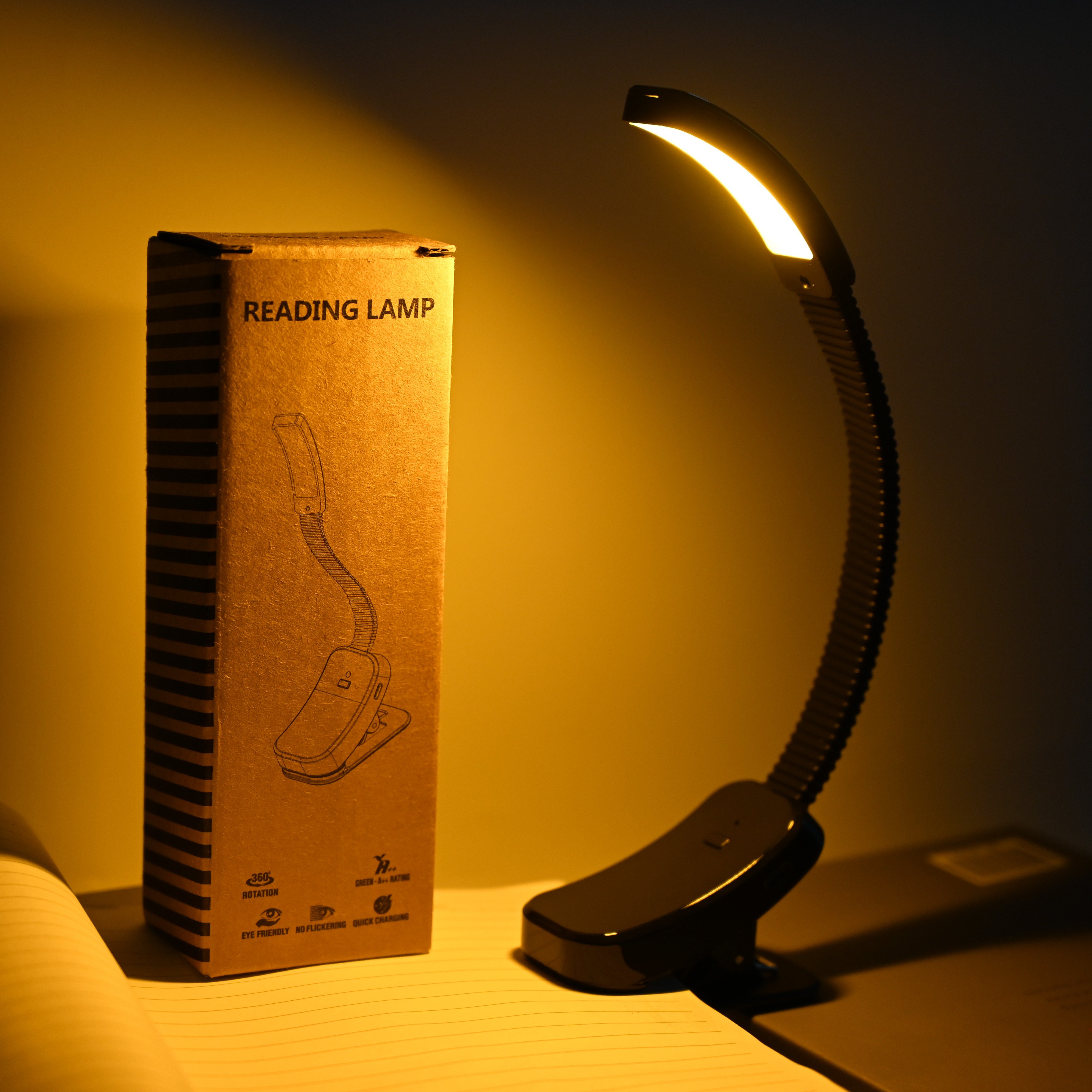 Wholesale mini clip on book led light USB rechargeable dimmable clip on bedside book reading lamp light