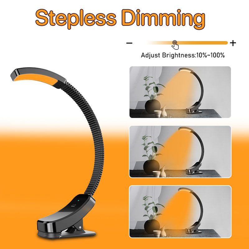 Wholesale mini clip on book led light USB rechargeable dimmable clip on bedside book reading lamp light