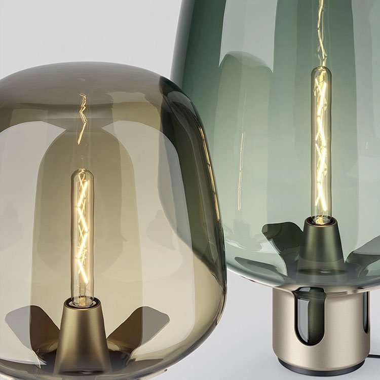 Nordic design led bed side table lamp amber glass lamp shade desk light for bedroom living room bedside bar table light