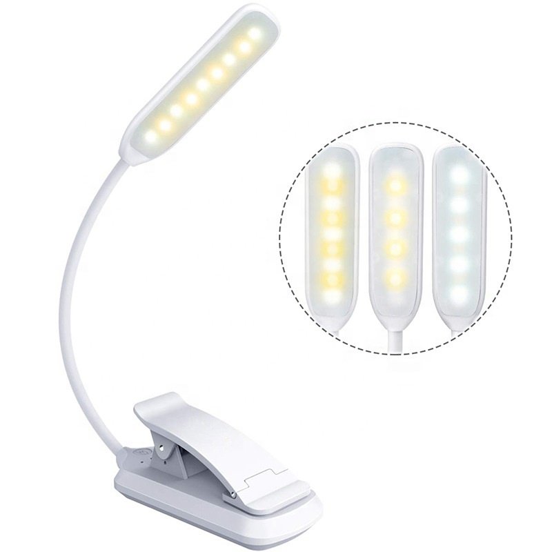 Hot Selling Dimmable USB Book Folding Led Reading Light DC 12V White Lithium Phone Clip Rechargeable Led Light 60 Flexible 30000