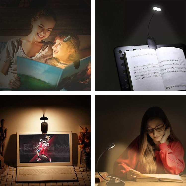 LOHAS LED USB Rechargeable Read Light Mini Portable Led Book Lamp Kids Flexible Clip On Reading Lights for Bedroom