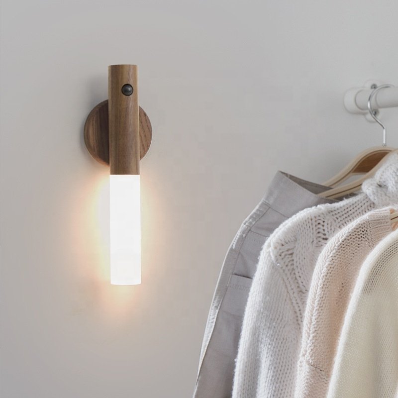 Wooden Magnetic Led Induction Wall Lamp Night Lights Corridor Wall Light Under Cabinet Book Light Smart Sensor Charging Lamps