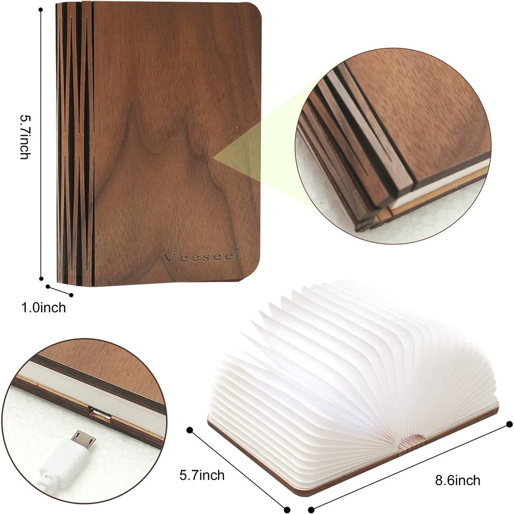 2022 Novelty product Led book lamp USB Rechargeable lamp Various Creative Shapes Wood book lamp