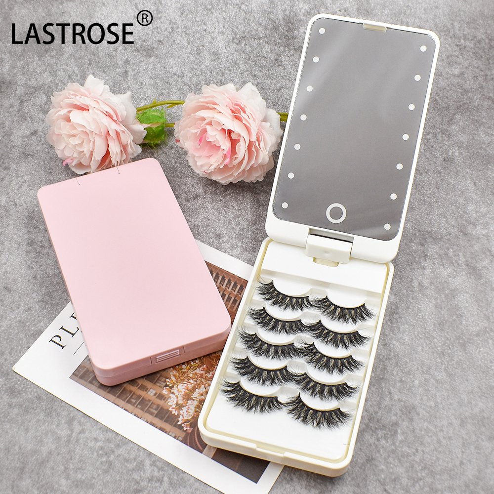 Wholesale Eyelashes Box Led Light Empty Lash Boxes Storage Case OEM Eyelash Packaging Box Case With Mirror